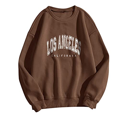 New York Pullover Damen: Pullover Damen Oversize Baumwolle Langarmshirt Teenager MäDchen Langarm Sweatshirt Ohne Kapuze Pullover Vintage Graphic Hoodies Hip Hop Streetwear Bauchfrei Pulli Y2k Top von IQYU