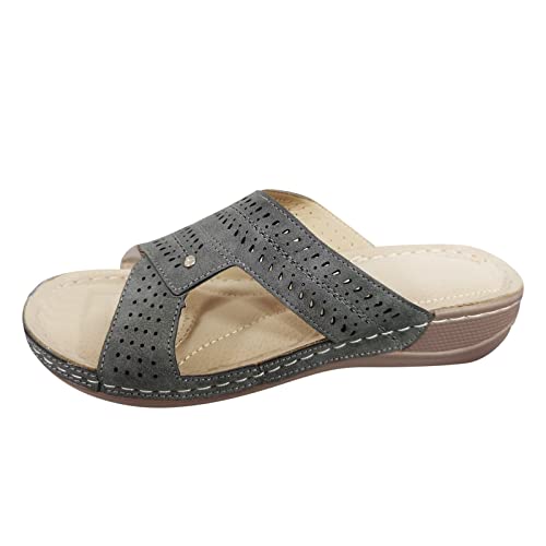 OrthopäDisches Schuhe Damen Sommer Sandalen Pu-Leder rutschfeste RöMersandalen Keilsandalen Slip On Slippers Plateau Sandaletten Hausschuhe Pantoletten Latschen Elegant Strandschuhe Sommerschuhe von IQYU
