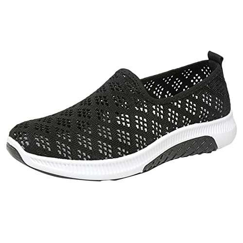 Pflege Schuhe Damen Lustig Atmungsaktive Damen Casual Flat Fashion Mesh Schuhe Sommerschuhe Damen Sneakers Sneaker Hoch Damen (Black, 38) von IQYU