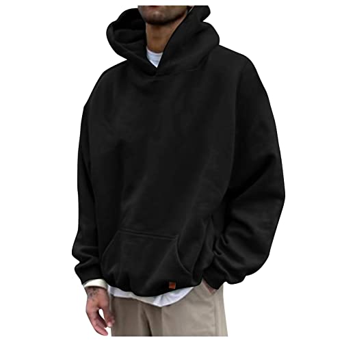 Schwarzer Kapuzenpullover Herren Oversize - Sweatshirt Herren Mit Kapuze Vintage Hio Hop Hoodie Oversized Baumwolle Langarmshirt Einfarbig Sport-Kapuzenpulli Hoody Streetwear, Geschenke Für Männer von IQYU