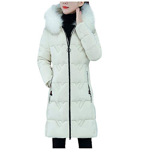 Steppjacke Damen üBergangsjacke Mit Kapuze - Winter Steppmantel Damen Lang Daunenjacke Warm GefüTtert Winterjacke Mit Fellkapuze Wintermantel Teenager MäDchen winterjacken- Daunenmantel - Winterparka von IQYU
