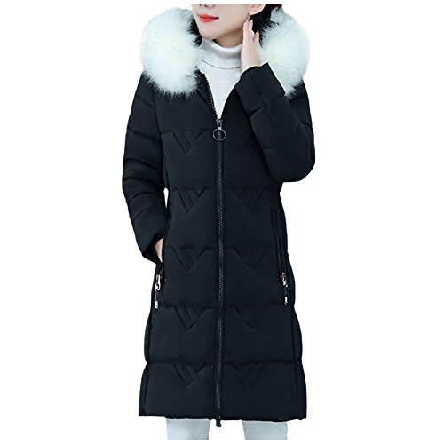Steppjacke Damen üBergangsjacke Mit Kapuze - Winter Steppmantel Damen Lang Daunenjacke Warm GefüTtert Winterjacke Mit Fellkapuze Wintermantel Teenager MäDchen winterjacken- Daunenmantel - Winterparka von IQYU