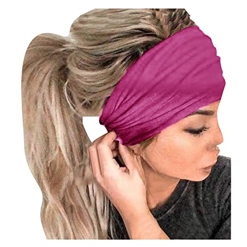 Stirnband Schwarz Herren Winter Elastisches Kopfband Frauen Haarreif Bandana Druck Haare Headband Wrap Headband Tenniszubehör Herren (Hot Pink, One Size) von IQYU