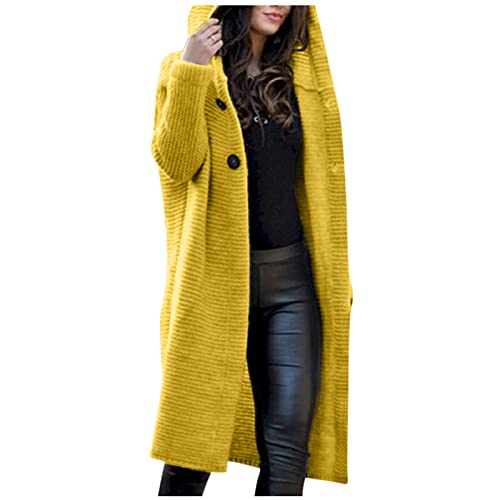 Strickmantel Damen Lang Grobstrick - Cardigan Damen Lange Elegant Strickjacken Langarm Longstrickjacke Mit Kapuze Strickcardigan Herbst Winter Grobstrickjacke Warm Winterjacke Mantel Jacke Outwear von IQYU