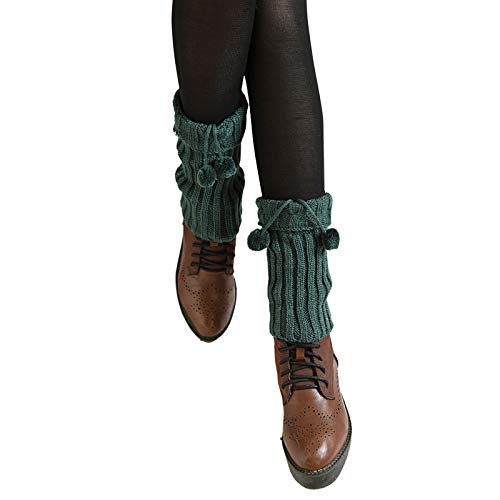 Strickwolle Set Socken Style Socks Boot verdreht-Strickfirmen Frauen Socken kurzer Klappe mit Bein und Beinen Bezug Socken Paar (Green, One Size) von IQYU