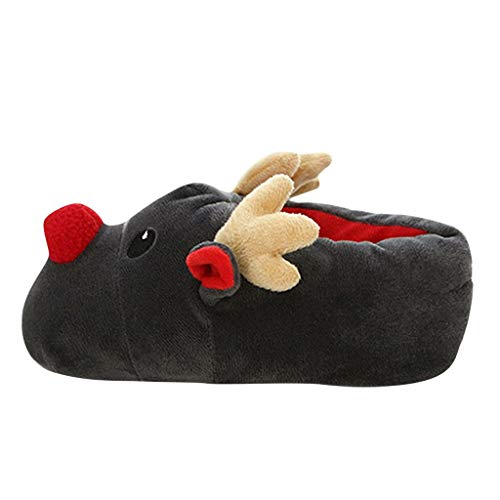 Weihnachtspantoffeln Weiche FüR Frauen,Weihnachts-Hirsch-Pantoffeln,Flaumig PlüSch Tiere Pantoffeln Damen Warm,Flauschige GefüTterte Hausschuhe,Memory Foam Home Rutschfeste Slippers von IQYU