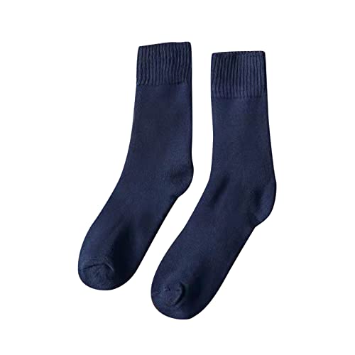 Weiße Sneaker Socken Kinder Frauen Herbst und Winter verdickte warme einfarbige Socken Multicolor Mid Tube Socken Bunte Socken Damen 39-42 (Navy, One Size) von IQYU