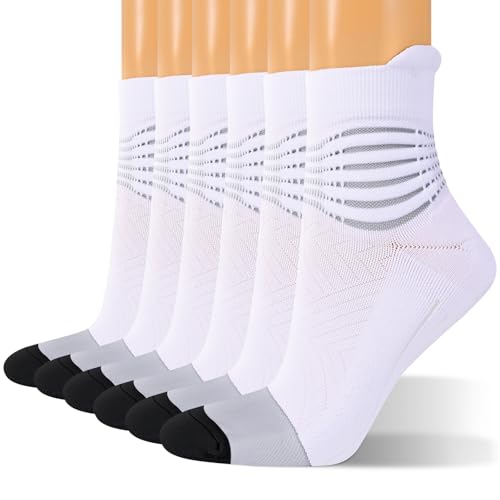 IRAMY Kompressionsstrümpfe Damen Herren Knöchelstütze Sneaker Laufsocken Kompressionssocken Coolmax Wicklung 3 Paar Kompressionss Sportsocken Gepolsterte Plantar Fasciitis Socken von IRAMY