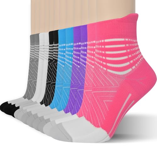 IRAMY Kompressionsstrümpfe Damen Herren Knöchelstütze Sneaker Laufsocken Kompressionssocken Coolmax Wicklung 6 Paar Kompressionss Sportsocken Gepolsterte Plantar Fasciitis Socken von IRAMY