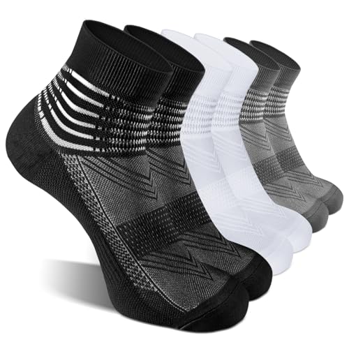 IRAMY Kompressionsstrümpfe Herren Knöchelstütze Sneaker Laufsocken Kompressionssocken Coolmax Wicklung Sportsocken Gepolsterte Plantar Fasciitis Socken Damen 3 Paar von IRAMY
