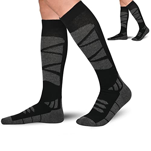 IRAMY Skisocken Herren Damen Warme Merino Wolle Socken Dick Wintersocken Thermosocken Hochleistungs Kniestrümpfe für Outdoor-Sportarten,Ski,Jagd,2 Paar von IRAMY