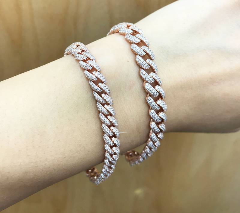 sterling Silber Miami Cuban Link Armband Micro Pave Cz Kette sterling Silber Miami Cuban Link Armband Micro Pave Cz Kette von IRAcrownbox