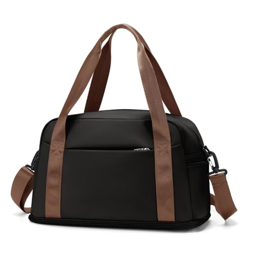 Großes maximales Handgepäck for Männer und Frauen, Sporttasche, Wochenendtasche, Reisetasche(Black with Brown) von IRFHDCX