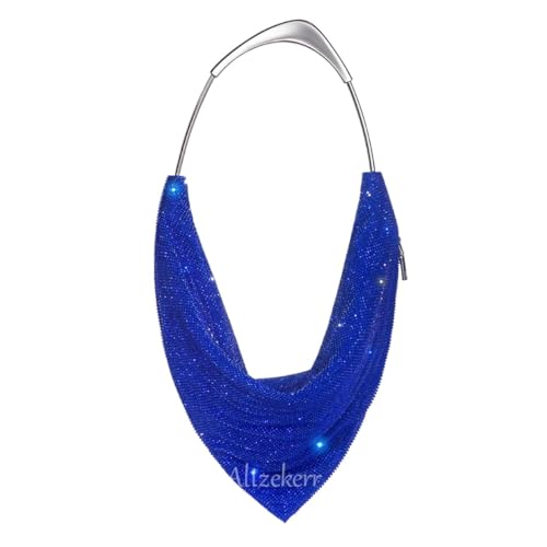 IRFHDCX Abendtasche mit Metallgriff, handgefertigt, wunderschöne Clutch und Handtasche mit Strasssteinen, for Hochzeit, Party(Royal Blue) von IRFHDCX