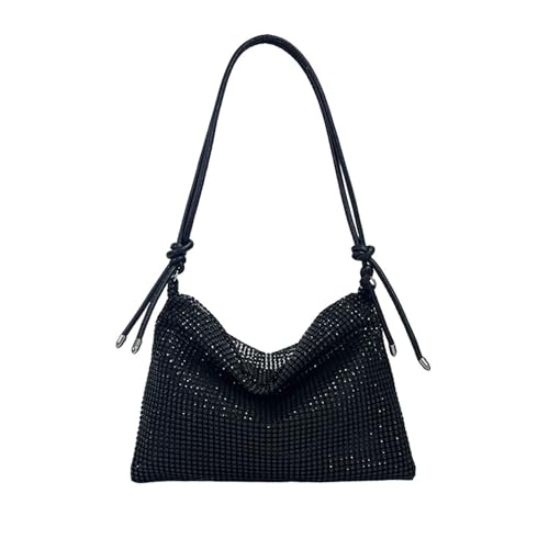 IRFHDCX Damen-Abendtasche mit glänzenden Strasssteinen, Party- und Hochzeit-Geldbörsen, volldiamantfarbene Damen-Handtasche, glitzernde Abendtaschen(Black-01) von IRFHDCX
