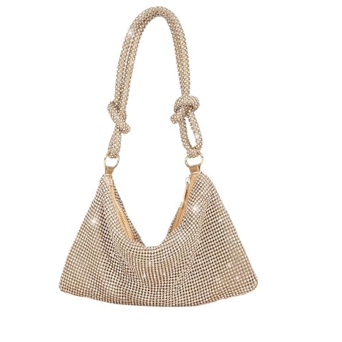IRFHDCX Damen-Abendtasche mit glänzenden Strasssteinen, Party- und Hochzeit-Geldbörsen, volldiamantfarbene Damen-Handtasche, glitzernde Abendtaschen(Gold) von IRFHDCX