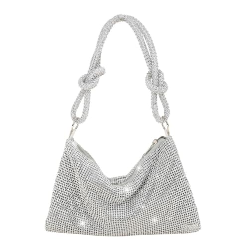 IRFHDCX Damen-Abendtasche mit glänzenden Strasssteinen, Party- und Hochzeit-Geldbörsen, volldiamantfarbene Damen-Handtasche, glitzernde Abendtaschen(Silver) von IRFHDCX