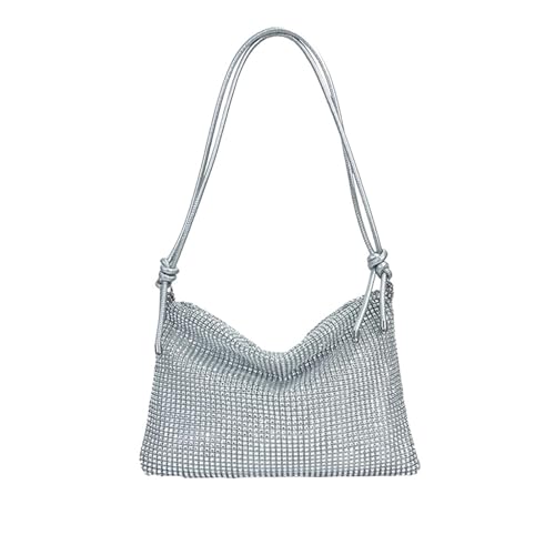 IRFHDCX Damen-Abendtasche mit glänzenden Strasssteinen, Party- und Hochzeit-Geldbörsen, volldiamantfarbene Damen-Handtasche, glitzernde Abendtaschen(Silver-01) von IRFHDCX