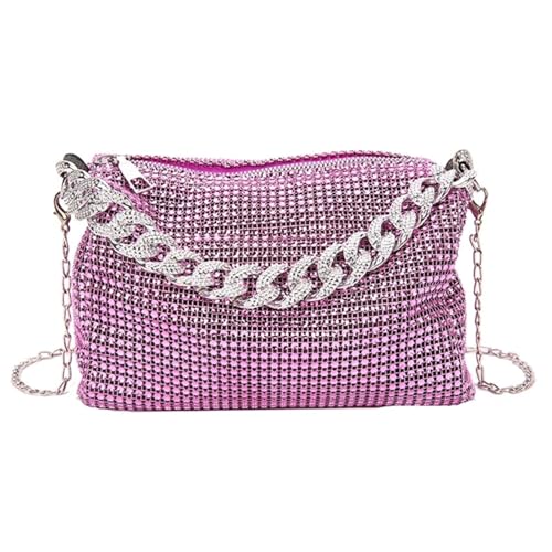 IRFHDCX Damen Glitzer Abendtasche Strass Umhängetasche Handtasche Unterarmtasche Umhängetasche for Karneval Party(Purple) von IRFHDCX
