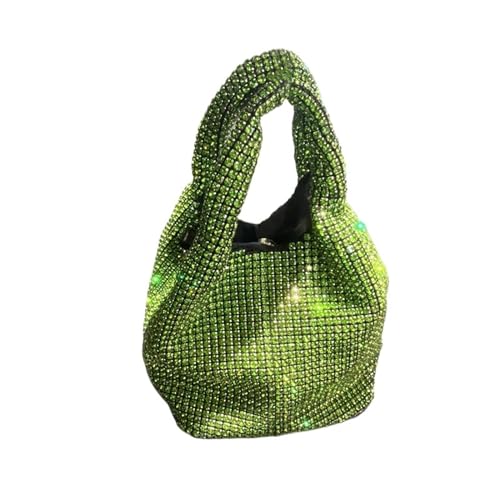 IRFHDCX Glänzende Kristall Clutch Geldbörse Eimer Schultertasche Strass handgemachte Geldbörsen und Handtaschen Luxus Designer Abend Clutch Bag Geldbörse(Green) von IRFHDCX