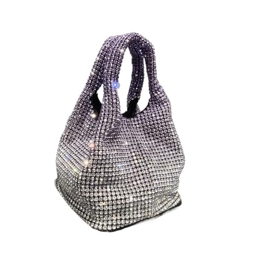 IRFHDCX Glänzende Kristall Clutch Geldbörse Eimer Schultertasche Strass handgemachte Geldbörsen und Handtaschen Luxus Designer Abend Clutch Bag Geldbörse(Purple gradient) von IRFHDCX