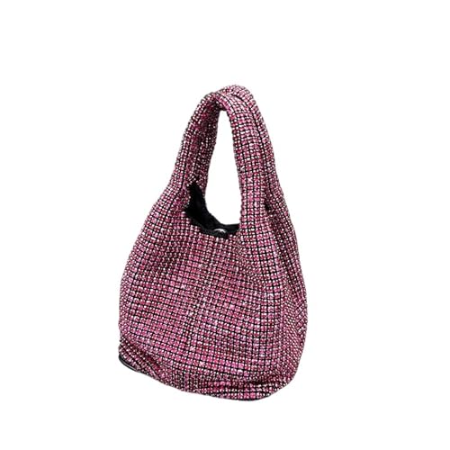 IRFHDCX Glänzende Kristall Clutch Geldbörse Eimer Schultertasche Strass handgemachte Geldbörsen und Handtaschen Luxus Designer Abend Clutch Bag Geldbörse(Rose) von IRFHDCX