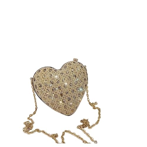 IRFHDCX Glänzende Strasssteine ​​Damen Herzform Clutch Geldbörse Dame Gold Abend Schminktäschchen Braut Hochzeit Handtaschen Formelle Party Geldbörsen(Gold) von IRFHDCX