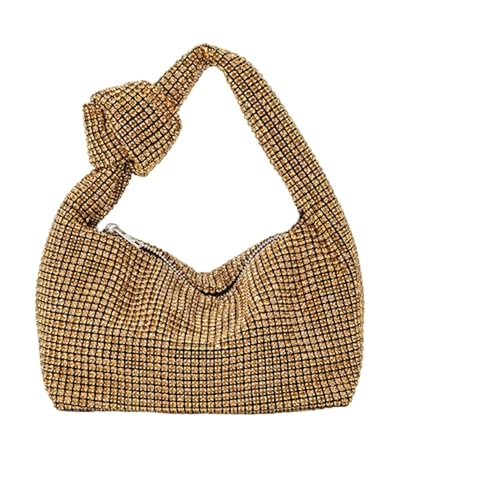 IRFHDCX Glitzer-Diamant-Abendtasche mit Knotengriff, Strass-Bling-Damen-Abendtasche, glitzernde Kristall-Hochzeits-Tasche mit Henkel(Gold) von IRFHDCX