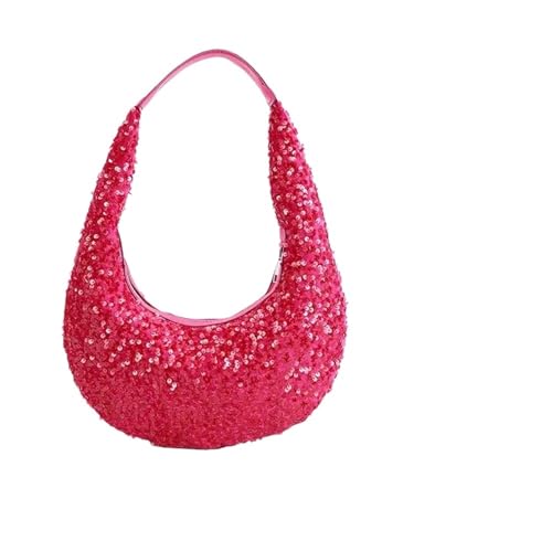 IRFHDCX Glitzer-Diamant-Abendtasche mit Knotengriff, Strass-Bling-Damen-Abendtasche, glitzernde Kristall-Hochzeits-Tasche mit Henkel(Rose Red) von IRFHDCX