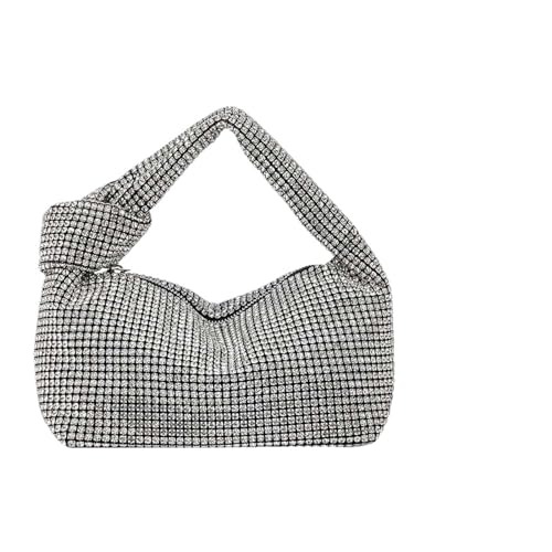 IRFHDCX Glitzer-Diamant-Abendtasche mit Knotengriff, Strass-Bling-Damen-Abendtasche, glitzernde Kristall-Hochzeits-Tasche mit Henkel(Silver) von IRFHDCX