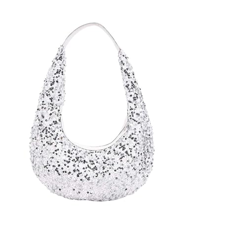IRFHDCX Glitzer-Diamant-Abendtasche mit Knotengriff, Strass-Bling-Damen-Abendtasche, glitzernde Kristall-Hochzeits-Tasche mit Henkel(White) von IRFHDCX