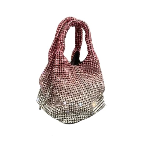 IRFHDCX Griff mit Strasssteinen, Abend-Clutch, Geldbörsen und Handtasche, Hobo-Umhängetasche, glänzende Kristall-Clutch-Geldbörse, Beuteltasche(Red) von IRFHDCX