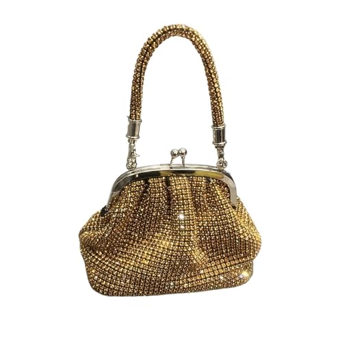 IRFHDCX Griff mit Strasssteinen, Abend-Clutch, Geldbörsen und Handtasche, glänzende Kristall-Clutch-Geldbörse, Beuteltasche, Umhängetaschen(Gold) von IRFHDCX