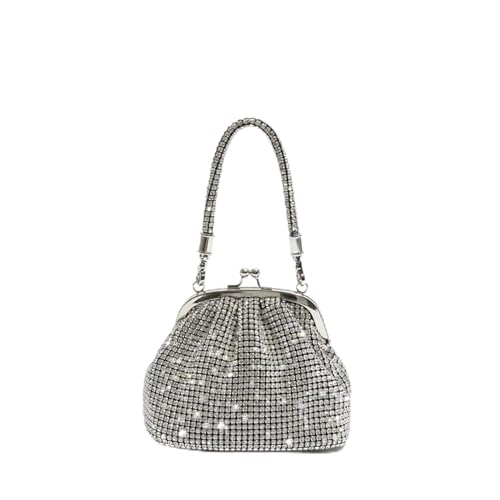 IRFHDCX Griff mit Strasssteinen, Abend-Clutch, Geldbörsen und Handtasche, glänzende Kristall-Clutch-Geldbörse, Beuteltasche, Umhängetaschen(Silver) von IRFHDCX