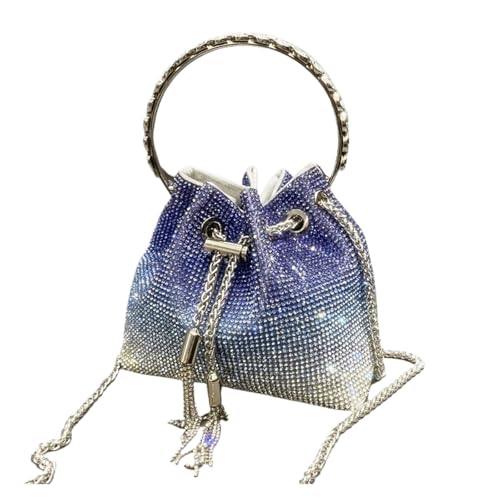 IRFHDCX Griff mit Strasssteinen, Abend-Clutch, Geldbörsen und Handtaschen, Umhängetaschen, glänzende Kristall-Clutch-Geldbörse, Beuteltasche(Blue) von IRFHDCX