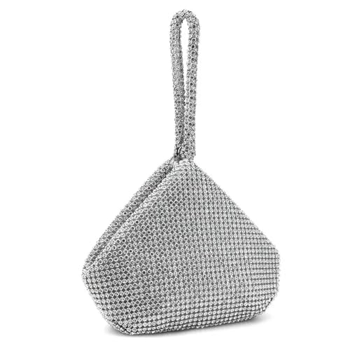 IRFHDCX Große Größe Strass Abendtaschen Frauen Tageskupplung Reißverschluss Diamanten Weiche Ankunft Dame Mode Handtaschen Geldbörse(YM4325silver-big) von IRFHDCX