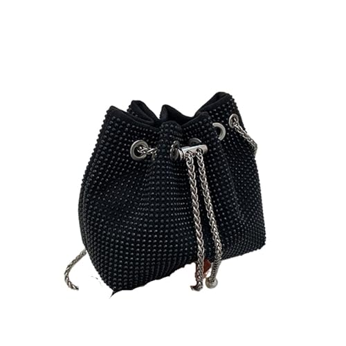 IRFHDCX Helle Strass Umhängetasche Frauen Ketten Umhängetasche Kordelzug Eimer Handtasche Dame Achsel Handtasche Täglichen Totes(Black) von IRFHDCX