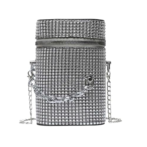 IRFHDCX Mini-Strass-Quadrat-Tasche, Metall-Doppelketten-Umhängetasche, glitzernde Party-Tasche, Diamant-Geldbörse(Black-03) von IRFHDCX