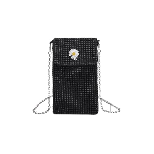 IRFHDCX Mini-Strass-Quadrat-Tasche, Metall-Doppelketten-Umhängetasche, glitzernde Party-Tasche, Diamant-Geldbörse(Black-05) von IRFHDCX