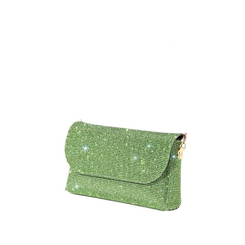 IRFHDCX Mini-Strass-Quadrat-Tasche, Metall-Doppelketten-Umhängetasche, glitzernde Party-Tasche, Diamant-Geldbörse(Green) von IRFHDCX