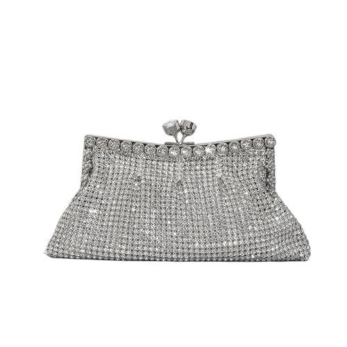 IRFHDCX Mode-Clutch mit Strasssteinen for Damen, Shinny-Diamanten, Abend- und Party-Geldbörsen(Silver) von IRFHDCX