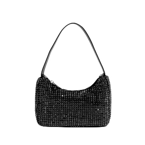 IRFHDCX Mode Strass Hobos Abendtaschen Diamanten Frauen Handtasche Kristall Schulter Umhängetasche Glitter Party Geldbörse(Black) von IRFHDCX