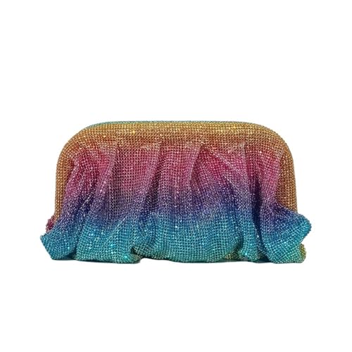 IRFHDCX Shinny geraffte Strass-Tasche for Damen, Farbverlaufs-Abendtasche, modische Party-Geldbörse(Rainbow) von IRFHDCX