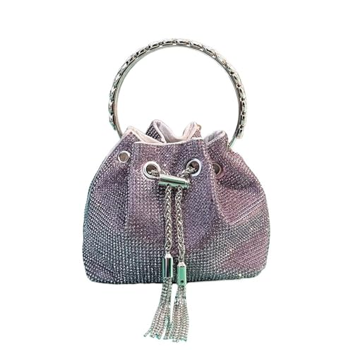 IRFHDCX Strass Abend Clutch Damen Tasche Geldbörsen Eimer Damen Handtasche Diamanten Schulter Glänzender Kristall(Lavender) von IRFHDCX
