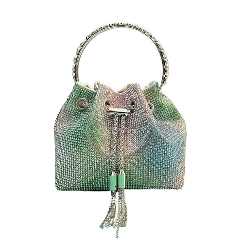 IRFHDCX Strass Abend Clutch Damen Tasche Geldbörsen Eimer Damen Handtasche Diamanten Schulter Glänzender Kristall(MULTI) von IRFHDCX