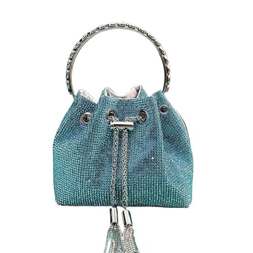 IRFHDCX Strass Abend Clutch Damen Tasche Geldbörsen Eimer Damen Handtasche Diamanten Schulter Glänzender Kristall(SKY BLUE) von IRFHDCX