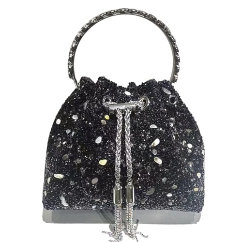 IRFHDCX Taschen for Frauen Handtasche Glänzende Diamant Tasche Abend Bankett Tasche Kristall Strass Umhängetasche(Black-A) von IRFHDCX