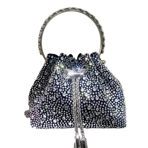 IRFHDCX Taschen for Frauen Handtasche Glänzende Diamant Tasche Abend Bankett Tasche Kristall Strass Umhängetasche(Black-B) von IRFHDCX