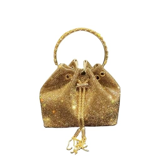 IRFHDCX Taschen for Frauen Handtasche Glänzende Diamant Tasche Abend Bankett Tasche Kristall Strass Umhängetasche(Gold-big) von IRFHDCX