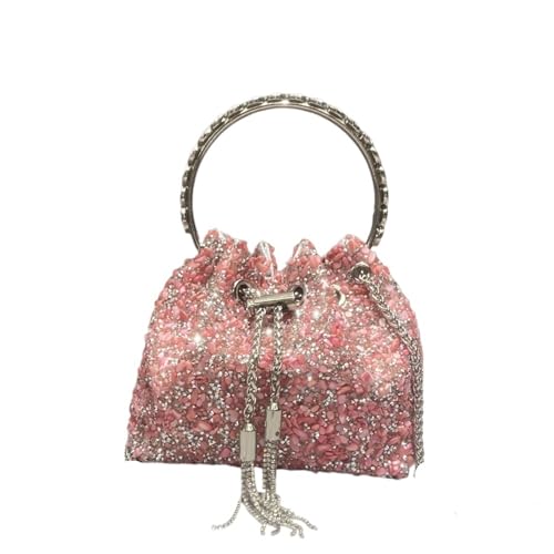 IRFHDCX Taschen for Frauen Handtasche Glänzende Diamant Tasche Abend Bankett Tasche Kristall Strass Umhängetasche(Pink) von IRFHDCX